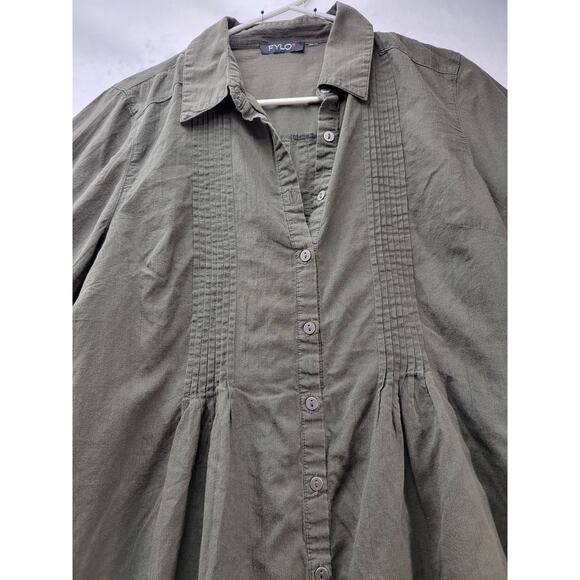 FYLO Army Green pull over blouse Size L - Picture 3 of 8